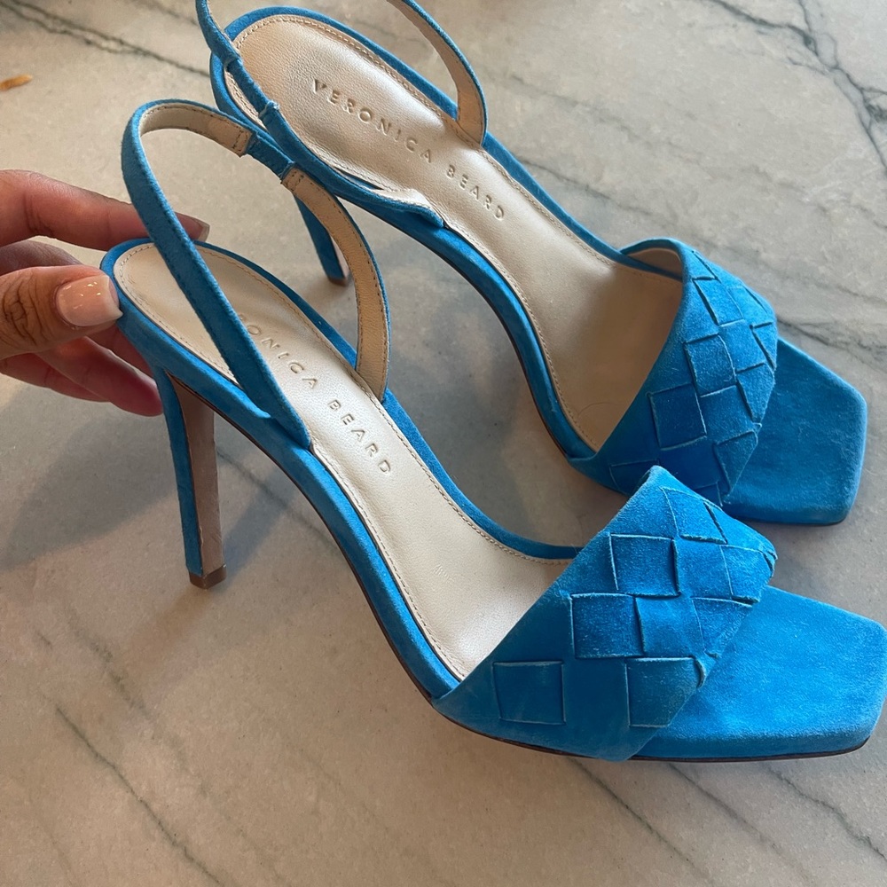 Turquoise woven heel sandal